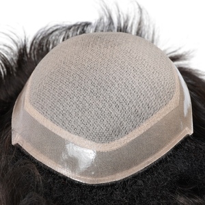 Prothèse capillaire pour homme en soie, cheveux indiens Remy, ondulation naturelle, haute densité, 100% cheveux humains, meilleur prix, bonne qualité - Product Image 4