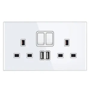 Nuevo diseño moderno blanco nuevo diseño de lujo doble alta calidad enchufes de pared universales doble conectado tres agujeros con interruptor