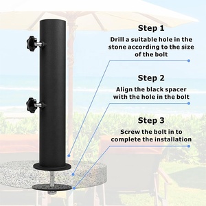 Soporte de paraguas universal de servicio pesado <span class=keywords><strong>Base</strong></span> de tubo de paraguas de piedra para exteriores Soporte de estaca de poste de bandera de mármol exterior - Product Image 3