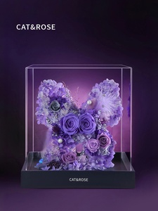 Fleur <span class=keywords><strong>éternel</strong></span>le, rose papillon, fleur véritable, bouquet, boîte cadeau, sensation haut de gamme, Saint-Valentin, Noë<span class=keywords><strong>l</strong></span>, anniversaire, mariage - Product Image 2