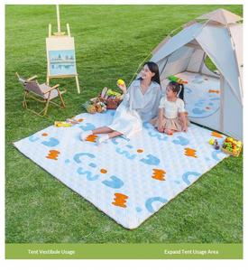 Cream Quilted Picnic <b>Mat</b> Roll up with Strap Handle Southwestern Chevron Print <b>Outdoor</b> Blanket Portable - Product Image 3