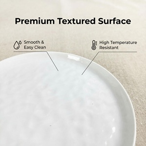 Plato de Porcelana Redondo de 8 Pulgadas con Diseño de Piedra, Plato de Cerámica Blanco Texturizado para Postres, Aperitivos y Decoración de Mesa Moderna - Product Image 3