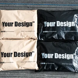 Bolsa de correo impresa Polymailer con logotipo personalizado Poly brillante de diseñador negro para ropa