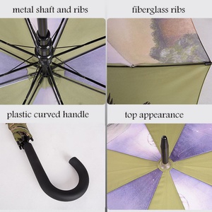 Durable Heavy Duty Custom Logo Printed Windproof UV Sublimation Pattern Manual Metal Straight <b>Umbrella</b> for Adults OEM ODM - Product Image 3