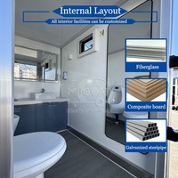 Remorque Sanitaire Portable 2 Cabines Toilettes Mobiles à Essieu Unique avec Évier et Miroir pour Festivals, Parcs, Mariages et Chantiers