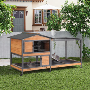 2-Story Design moderno Hutch coniglio a prova di masticazione struttura in metallo pieno interno/esterno 62 "<span class=keywords><strong>Bunny</strong></span> <span class=keywords><strong>Cage</strong></span> 6 ruote di bloccaggio 2 - Product Image 6