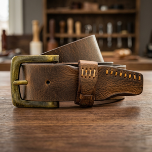 Ceinture pour homme en cuir de vache véritable, motif rectangulaire uni, boucle à ardillon en acier, écologique, imperméable, style vintage, robuste et durable - Product Image 1