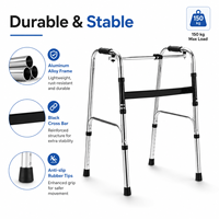 Déambulateur pliable léger pour personnes âgées et handicapées avec cadre en aluminium réglable en hauteur, capacité de 100 kg, pour les soins à domicile