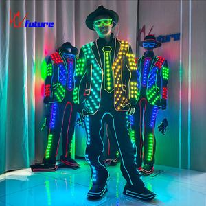 Michael Jackson LED Fiber Glow Cool Light Show Costume de danse Costume de performance de scène attrayant pour la danse de salon <span class=keywords><strong>latine</strong></span> - Product Image 3