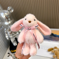 Jouets Songshan, Pâques, logo personnalisé sur ruban, lapin en peluche, cadeau, mini 15 cm, oreilles longues, lapin mignon en peluche, pendentif, porte-clés