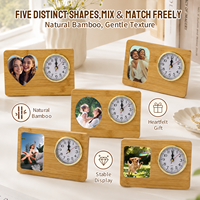 Nouveau cadre photo de bureau Baiyin en bambou avec horloge, support photo en aluminium par sublimation pour photos parent-enfant et amis