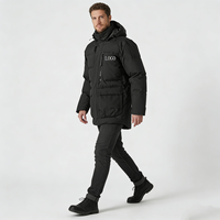 Veste parka pour homme avec logo imprimé personnalisé, doublure en duvet, manteau en polaire, haute qualité, imperméable, capuche zippée amovible, veste longue pour l'hiver