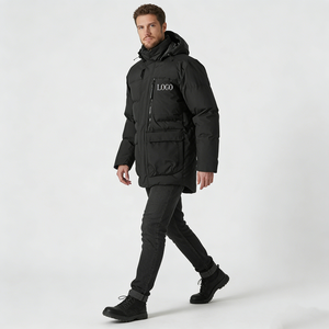Veste <span class=keywords><strong>parka</strong></span> pour homme avec logo imprimé personnalisé, doublure en duvet, manteau en polaire, haute qualité, imperméable, capuche zippée amovible, veste longue pour l'hiver - Product Image 4