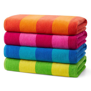 Grande Telo Mare Moderno in Spugna a Righe Tropicali Double Face Traspirante in Cotone Tinto in Filo Ecologico Super Assorbente - Product Image 1