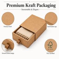 Boîte à tiroir en papier kraft avec logo personnalisé, emballage cadeau de haute qualité en brun avec ruban pour écharpe et vêtements