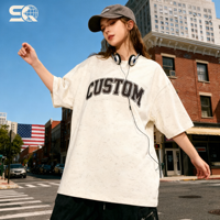 T-shirts Homme Oversize Personnalisés 2025 en Coton Tricoté 100% avec Motif Lettres Vintage, Effet Vieilli et Bords Dégradés, Grandes Tailles