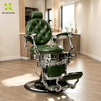 Kursi Barber Hidrolik Vintage Mewah, Kursi Pangkas Rambut Reclining, Rangka Aluminium, Perlengkapan Salon, Peralatan Potong Rambut untuk Pria