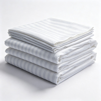 Ensemble de draps de lit d'hôtel en satin rayé blanc personnalisable en usine, 100% coton, linge de lit pour hôtel, hôpital