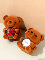 Boîte à bijoux en peluche rotative avec ours en peluche et rose éternelle, collier avec pendentif cœur gravé - Dropshipping