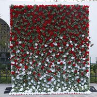 Toile de fond en tissu enroulable avec fleurs artificielles en soie 3D à dégradé personnalisé pour la décoration de mariage, de fête ou d'événement