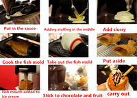 Machine Taiyaki de fabrication de gaufres de poisson à bouche ouverte coréenne/machine électrique à gaufres de poisson à bouche ouverte 3 poissons