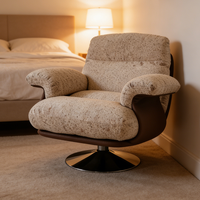 Fauteuil pivotant en tissu bouclé, fauteuil d'appoint ergonomique avec structure en noyer pour salon
