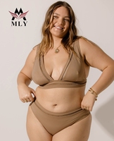 Mly New Custom Getextureerde Tweedelige Bescheiden Badkleding Brutale Plus Size Bikini Set Voor Dames
