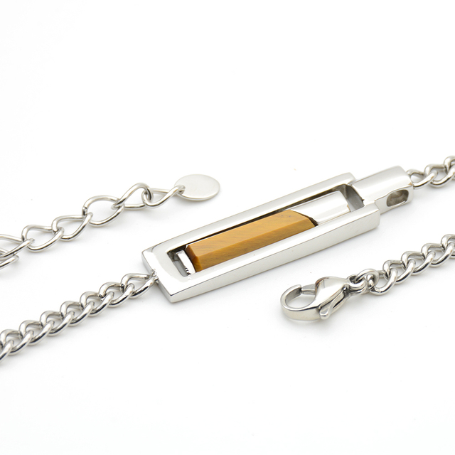 Lady's Fashion Charm Bracelet 316L Silver Stainless Steel with Marble Stylish Jewelry for Women