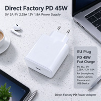 Logo Kustom PD 45W 5V 3A 9V 2.25A 12V 1.8A Colokan EU Power Supply untuk Kamera Tablet Speaker dan Pengisi Daya Ponsel Perangkat Seluler