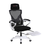 Chaise de bureau ergonomique JRMC-07WT avec appuie-tête réglable en mesh, accoudoirs 4D, support lombaire, repose-pieds, certifiée BIFMA