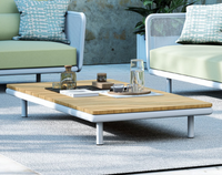Table basse en teck avec structure en alliage d'aluminium moderne, résistante aux intempéries, durable, coussins imperméables écologiques, pour hôtel, cour