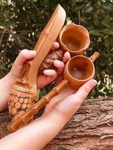 Montessori ahşap mutfak aksesuar seti duyusal oyun aktiviteleri için bambu Bambino Trio Scoop seti - Product Image 4