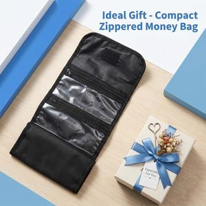Money Organizer for Cash Bag with 6 Zip Pocket Waterproof Black Cash Envelope <strong>Wallet</strong> for Saving Bills Coins Budgeting <strong>Receipts</strong> - Product Image 3