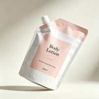 Pochette souple personnalisée avec logo imprimé, bec verseur latéral de 13 mm et bouchon à vis pour l'emballage de lotion corporelle