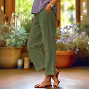 <span class=keywords><strong>Pantalon</strong></span> décontracté pour femmes, <span class=keywords><strong>taille</strong></span> plus, ample, simple, tendance, coupe droite - Product Image 5