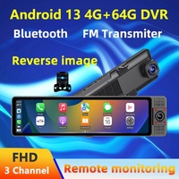 Espejo Retrovisor con Pantalla de 12 Pulgadas, Triple Lente, 4G, Android 13, D98, 4+64GB, GPS, Navegación, Cámara de Reversa, Carplay, Proyección de Pantalla y Dashcam