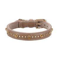 Collier pour chien élégant avec décorations en strass, en cuir lisse, doublure en daim doux, boucle en alliage doré, anneau en D, collier pour animal de compagnie élégant