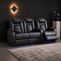 Canapé sectionnel moderne en cuir véritable avec six places inclinables électriques, sièges en mousse à mémoire de forme, cadre en bois extensible, pour salon