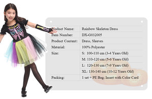 Costume de sorcière <span class=keywords><strong>d</strong></span>'Halloween pour enfants, <span class=keywords><strong>d</strong></span>éguisement de squelette arc-en-ciel pour filles - Product Image 5