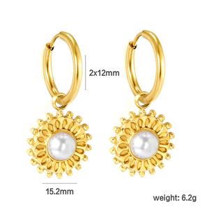 Pendientes de Aro con Textura Vintage para Mujer, Diseño Geométrico con Perlas Grandes, Joyería de Moda, Pendientes de Perlas para Regalo - Product Image 4