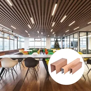 Modern tasarım U-şekillendirilmiş alüminyum lineer Metal şerit profil tavan Pop Hall iç dekoratif askıya asma tavan tasarımlar