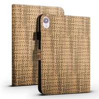 Sarung Tablet PU Motif Kain untuk iPad 10th Air 3 4 5 Mini dengan Tali Pen, Casing Tablet untuk Samsung A7 8 9 untuk Xiaomi 5 6 Pro