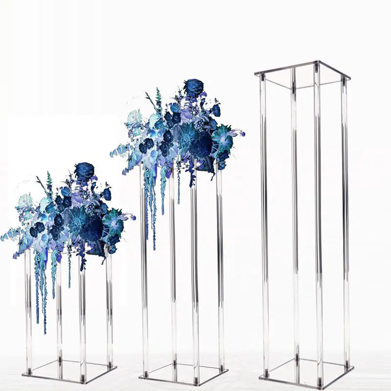 Acrílico Wedding Centerpiece Flor Stand Display Rack Crystal Stage Pillar