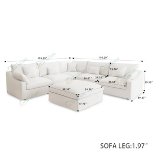 أريكة سحابية ناعمة مقاومة للماء سوداء ، أريكة عالية الكثافة إسفنجية ، مقاعد مقطعية مع أثاث عثماني - Product Image 6