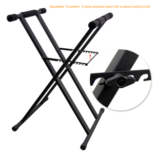 Soporte de Teclado Doble X Ajustable de Alta Resistencia K-724B, Compatibilidad Universal, Construcción de Metal y Goma, Altura de 45-95 cm - Product Image 3