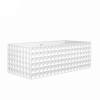 Baignoire autoportante rectangulaire TONA Interstellar en acrylique blanc, design moderne, écologique, avec fonction de trempage et vidange central