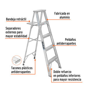 Escalera de Tijera Plegable Truper ESTA-34 100% Aleación de Aluminio Diseño Moderno Tipo III 4 Peldaños para Uso Doméstico - Product Image 2