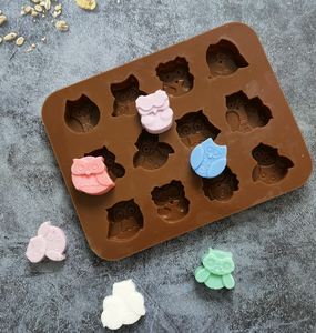 Moule à dessert en silicone pour la maison, 12 cavités, en forme de hibou mignon, plaque de cuisson en silicone, plateau à chocolat et bonbons pour Halloween - Product Image 6