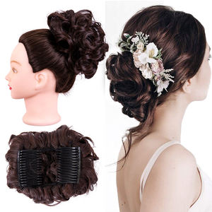 Cheveux synthétiques bouclés pour femme blanche, 40 couleurs, chouchou pour <span class=keywords><strong>mariage</strong></span>, rembourrage, <span class=keywords><strong>chignon</strong></span>, donuts, Offre Spéciale - Product Image 1