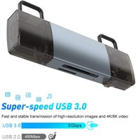 Offres Spéciales USB 3.0 Type C vers SD TF Adaptateur de carte mémoire Lecteur de carte à double emplacement pour téléphone intelligent Ordinateur portable